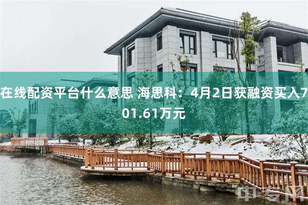在线配资平台什么意思 海思科：4月2日获融资买入701.61万元